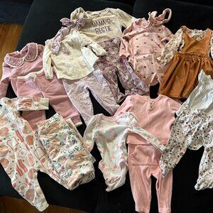 Baby Girls Bundle - 3-6 M - NEW Outfits, onesies, blanket - 19 pieces!